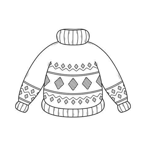 Hand drawn warm, cozy knitted sweater element. doodle sketch style ...