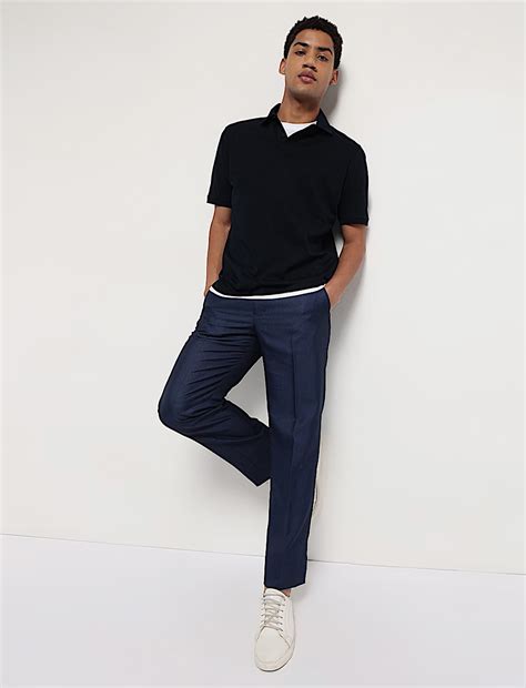 Buy Pure Cotton Textured Polo Neck T-Shirt at Marks & Spencer