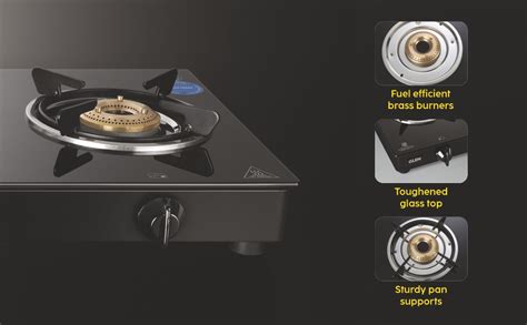 Glen 3 High Flame Brass Burner Toughened Glass Top | LPG Gas Stoves ...