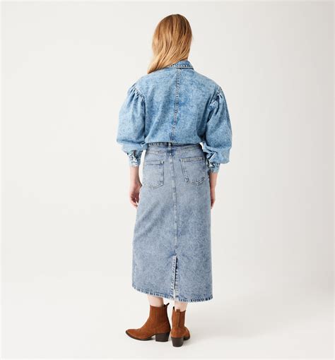Mid-length denim skirt - Medium denim