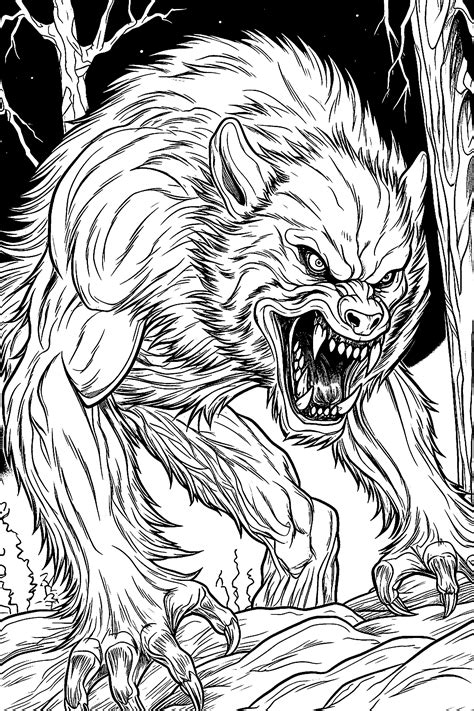 Easy Werewolf Coloring Pages
