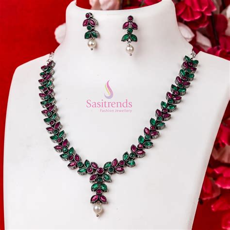 Trendy Pearl Necklace Set - Party Wear Oxidized German Silver Jewelry ...