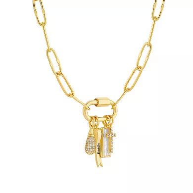 Brilliance 18k Gold Flash Plated Cubic Zirconia Paperclip Carabiner ...