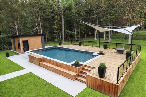Wooden Decking Surrounding Above Ground Pool