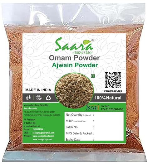 Saara HARBAL FRESH Omam Powder, 100g, Ajwain Carom Seed powder, Ajowan ...