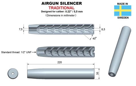 3D printable model Airgun silencer traditional caliber 22