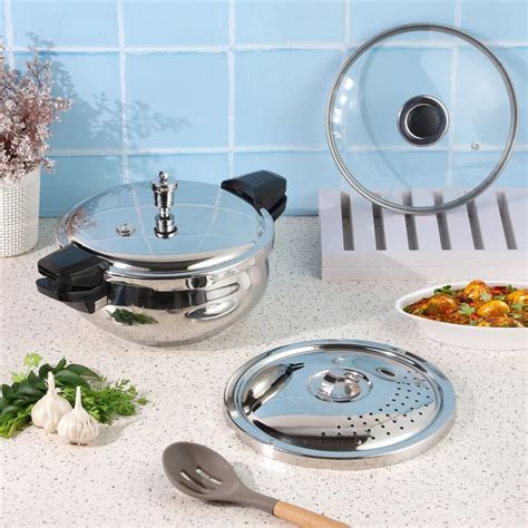 Buy VINOD Magic 3Pcs 18/8 Stainless Steel Pressure Cooker - 5.5L from ...