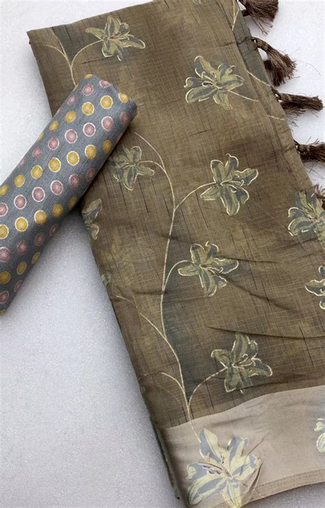 AKANKSHA SOFT LENIN FLORAL PRINTED SAREE