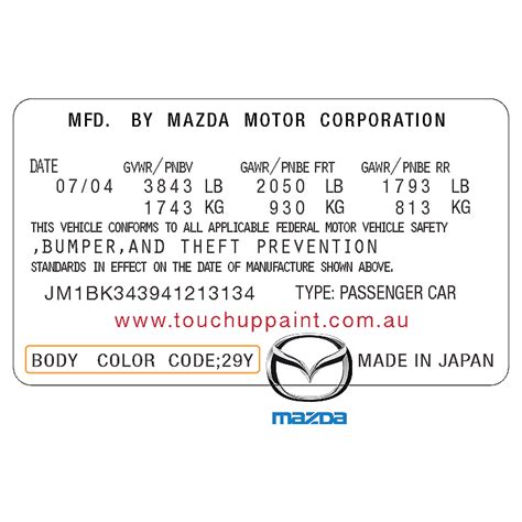 Image result for Mazda 2 Paint Code Location