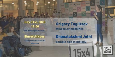 15x4 Talks - Molecular machines & Sample size in biology, EineWeltHaus ...