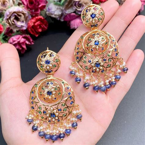 Rudradhan | Shop Chandbali Earrings | 925 Silver with Gold Plating