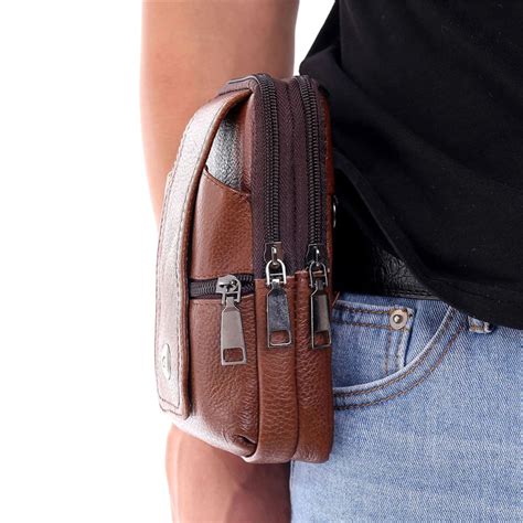Men Leather Waist Bag Mobile Phone Bum Pouch – CRAZE