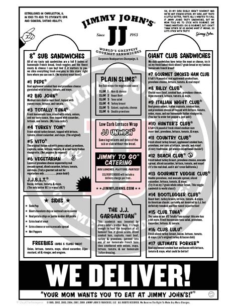 Jimmy John's Menu, Menu for Jimmy John's, Nacogdoches, Nacogdoches ...