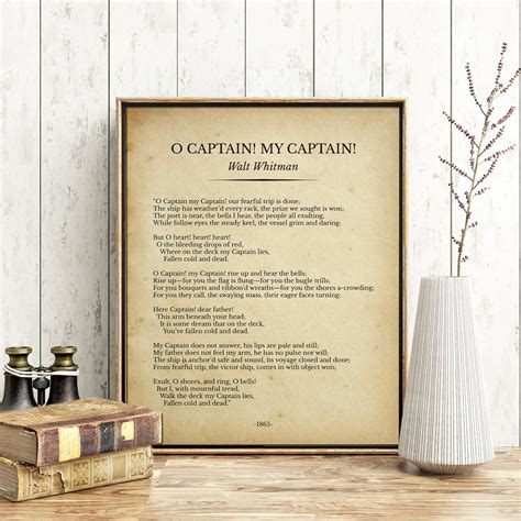 O Captain My Captain Poem Print Walt Whitman Poem Print Poetry | Etsy