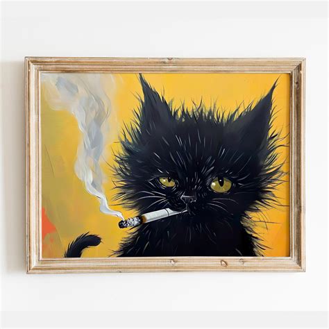 Cat Smoking Cigarette Drawing