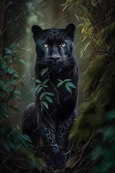 Premium Photo | Black leopard in forest