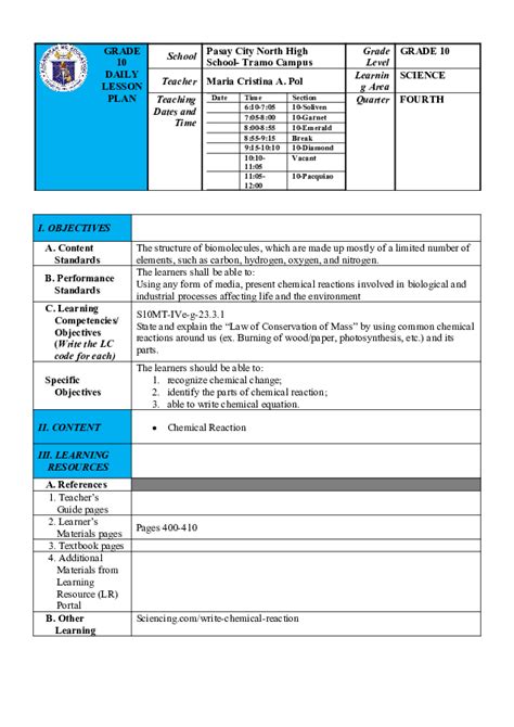 Image result for Chemical Reaction Lesson Plan