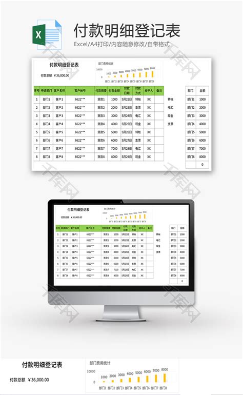 客户往来对账单及汇款明细表Excel模板_千库网(excelID：146129)