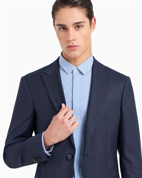 Soho Line single-breasted suit in pinpoint-effect virgin wool | Giorgio ...