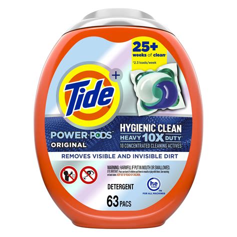 Buy Online Tide Hygienic Clean Heavy 10x Duty Power Pods, Original, 63 ...