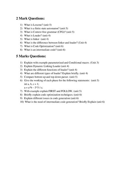 System programming and compiler construction QB - 2 Mark Questions ...