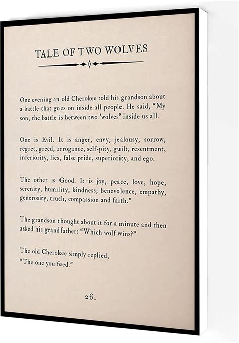 KSIW-Tale Of Two Wolves Canvas Wall Art,Cherokee Tale Poster,Native ...