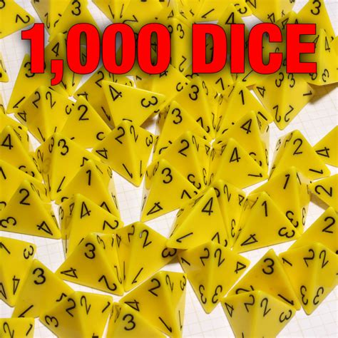 Set of 1000 4-sided Yellow Opaque Dice | Dice Game Depot