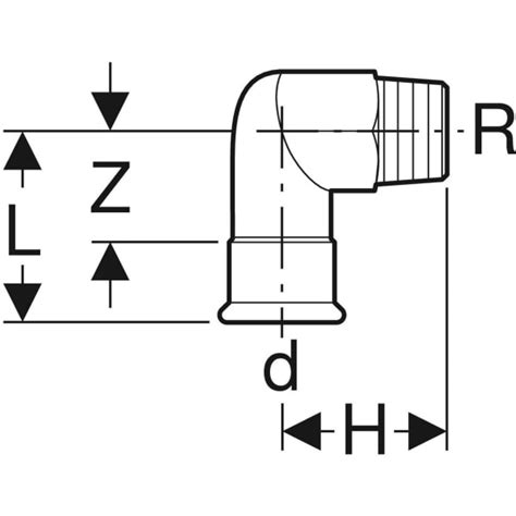 Geberit Mapress Stainless Steel elbow adapter 90° with male thread ...