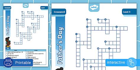 Father's Day Crossword - Level 3 - Twinkl - Kids Puzzles