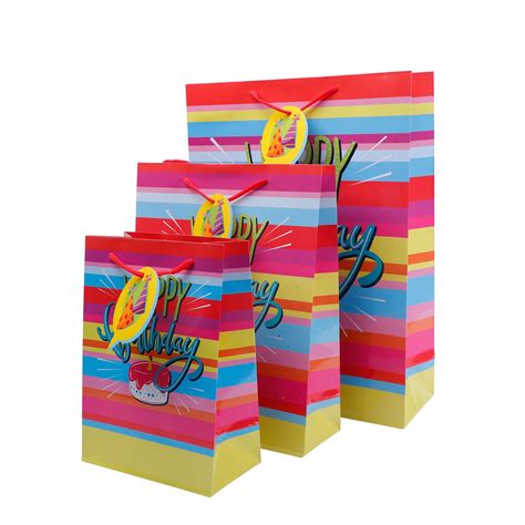 Happy Birthday Print Paper Bags Pack of 3 (S/M/L)