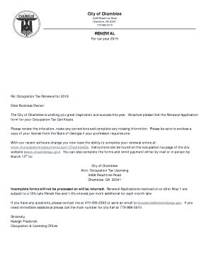 GA Occupation Tax Certificate Renewal Application - City Of Chamblee ...