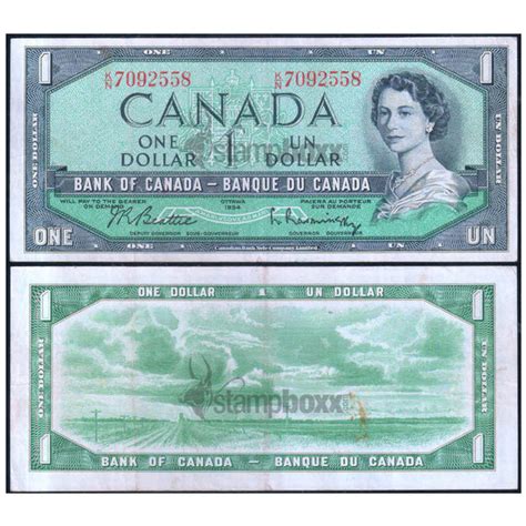 CANADA 1 DOLLAR 1954 P-74b VF GRADE – Stampboxx