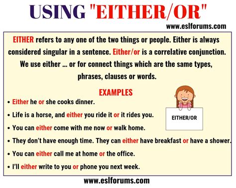 EITHER OR: Usage and Useful Examples in English - ESL Forums