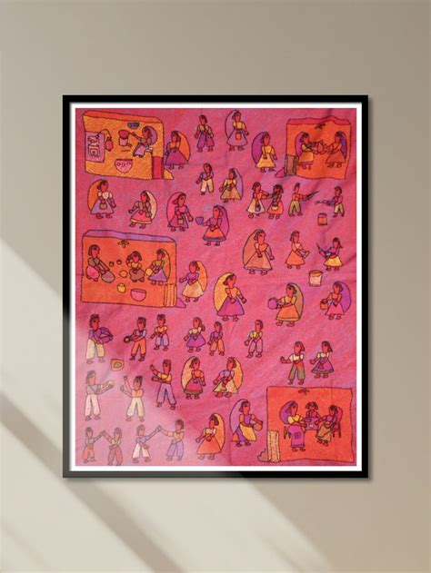 Buy Makar Sankranti In Sujani Embroidery- Wall Hangings