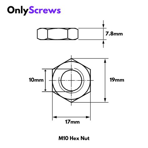 M10 Hex Nut SS304 (Dia. 10mm) – OnlyScrews