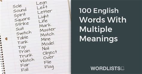 100 English Words With Multiple Meanings - Word Lists