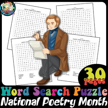 word search puzzel National Poetry Month Worksheets, fun National ...
