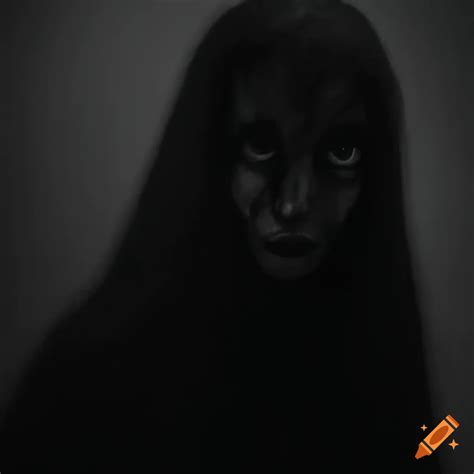 Dark and creepy image of a human-like face in the shadows on Craiyon