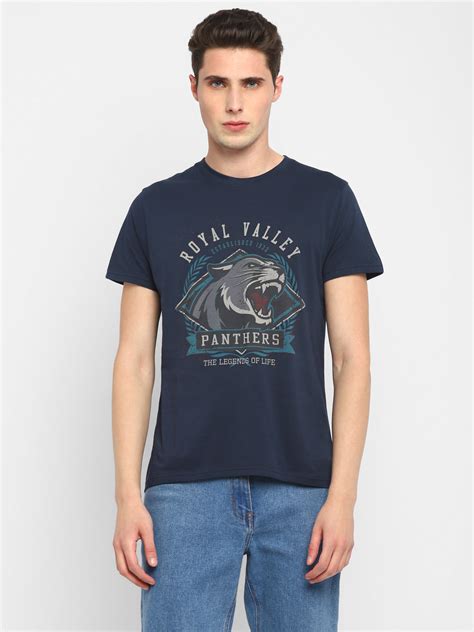 100% Cotton Printed Round Neck T-Shirt for Men - Navy – American Crew Store