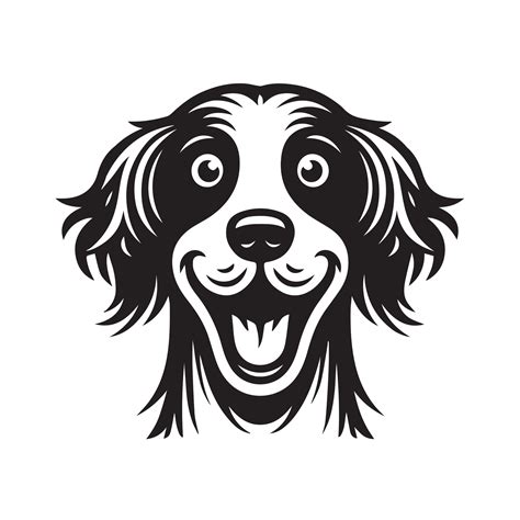 un emocionado Inglés setter perro cara ilustración en negro y blanco ...