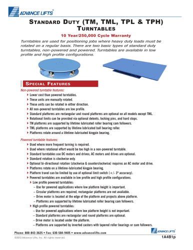 All Advance Lifts catalogs and technical brochures