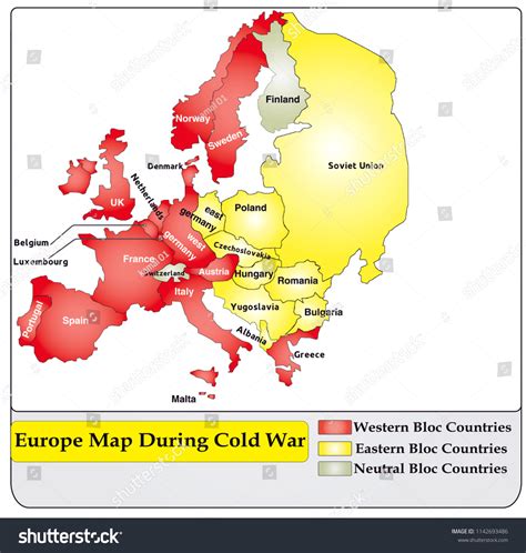 Map Europe During Cold War Stock Vector (Royalty Free) 1142693486