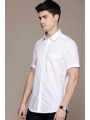Buy Simon Carter Men White Solid Casual Shirt Online