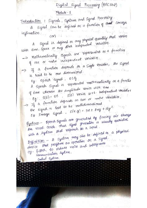 Digital Signal Processing (BEC502) Module 1: Intro to Signals & Systems ...