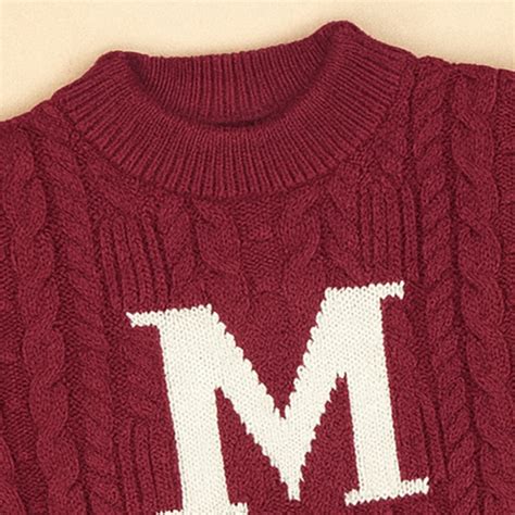 Maroon Letter “M” Cable-Knit Cardigan – mumma.com