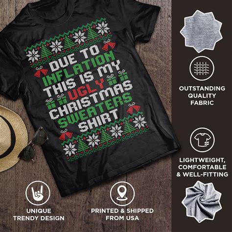 Due To Inflation This Is My Ugly Christmas Sweaters Shirt Funny Christmas T-Shirt | CubeBik