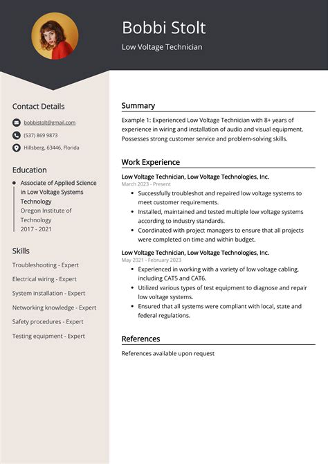 Low Voltage Technician CV: Job Description, Sample & Guide