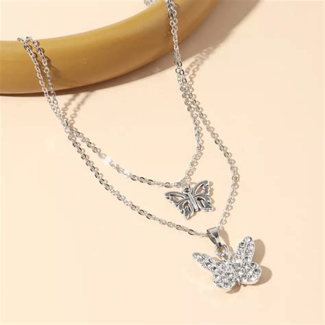 Pinapes Silver Plated and Gold Plated Necklace Two Layer Chain