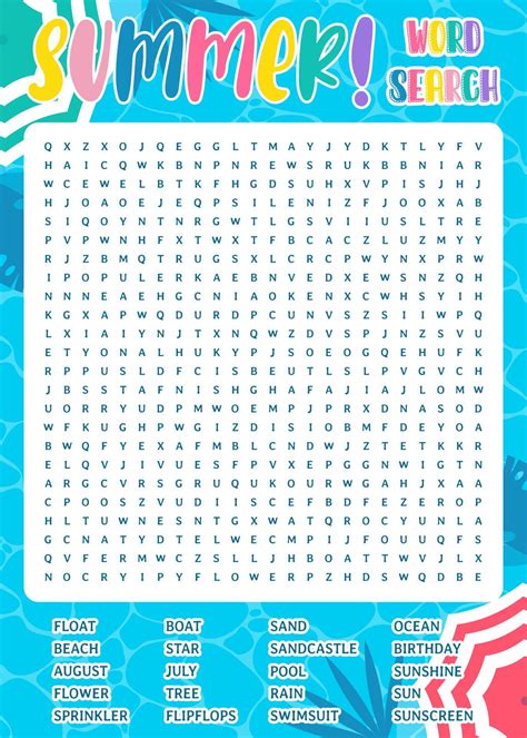 Summer Word Search Puzzles - Free Printable PDFs