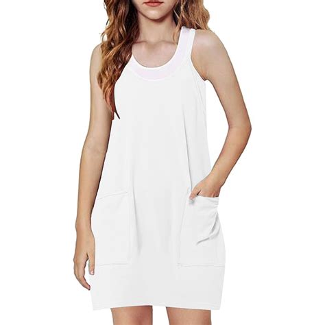 FAIWAD Girls Athletic Dress Built in Shorts Casual Spaghetti Straps ...